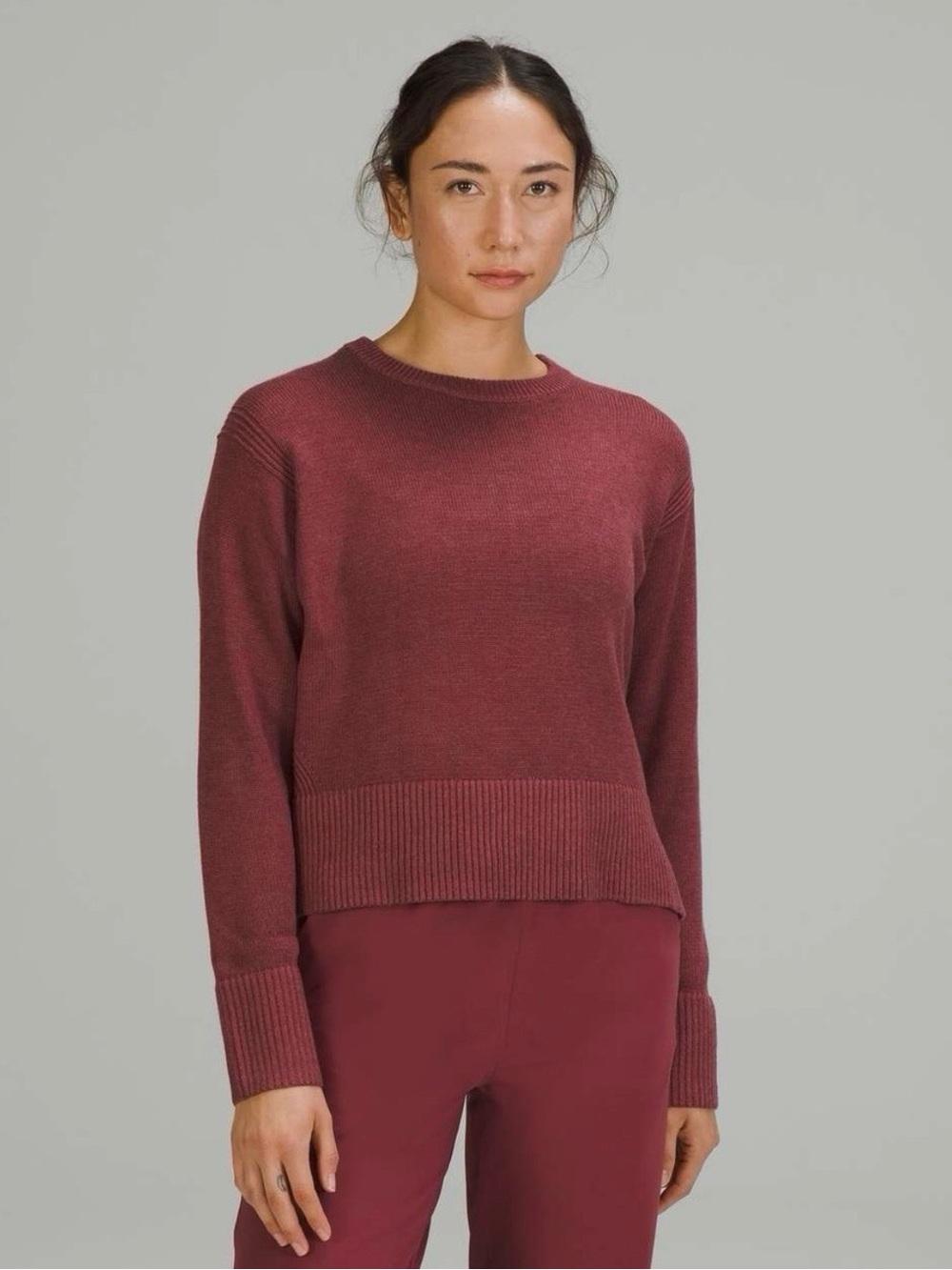 Lululemon Sweater Red Cashmere Cashlu Knit Boxy Crewneck Mulled Wine Size XS/S